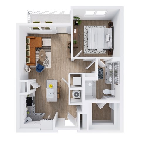 View at Manor Crossing New Apartments in Manor, Texas One Bedroom Floor Plan